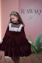 Load image into Gallery viewer, Lace Detailed Velvet Dress