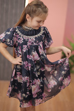 Load image into Gallery viewer, Floral Dress with Crystal Neckline
