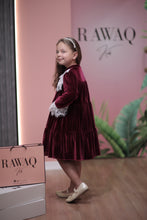 Load image into Gallery viewer, Lace Detailed Velvet Dress

